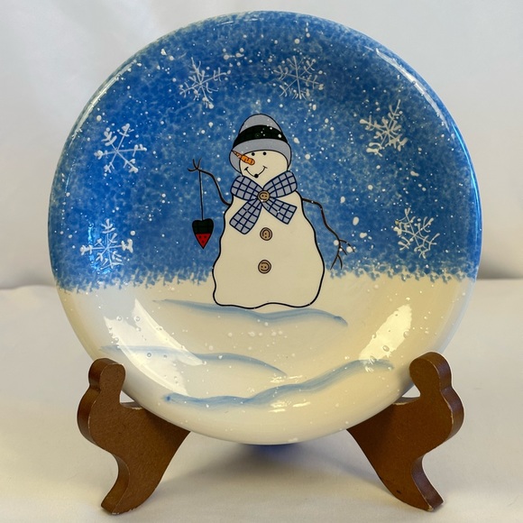 Saint Nicholas Square Button Up Dinner Plate Snowman - Picture 1 of 12